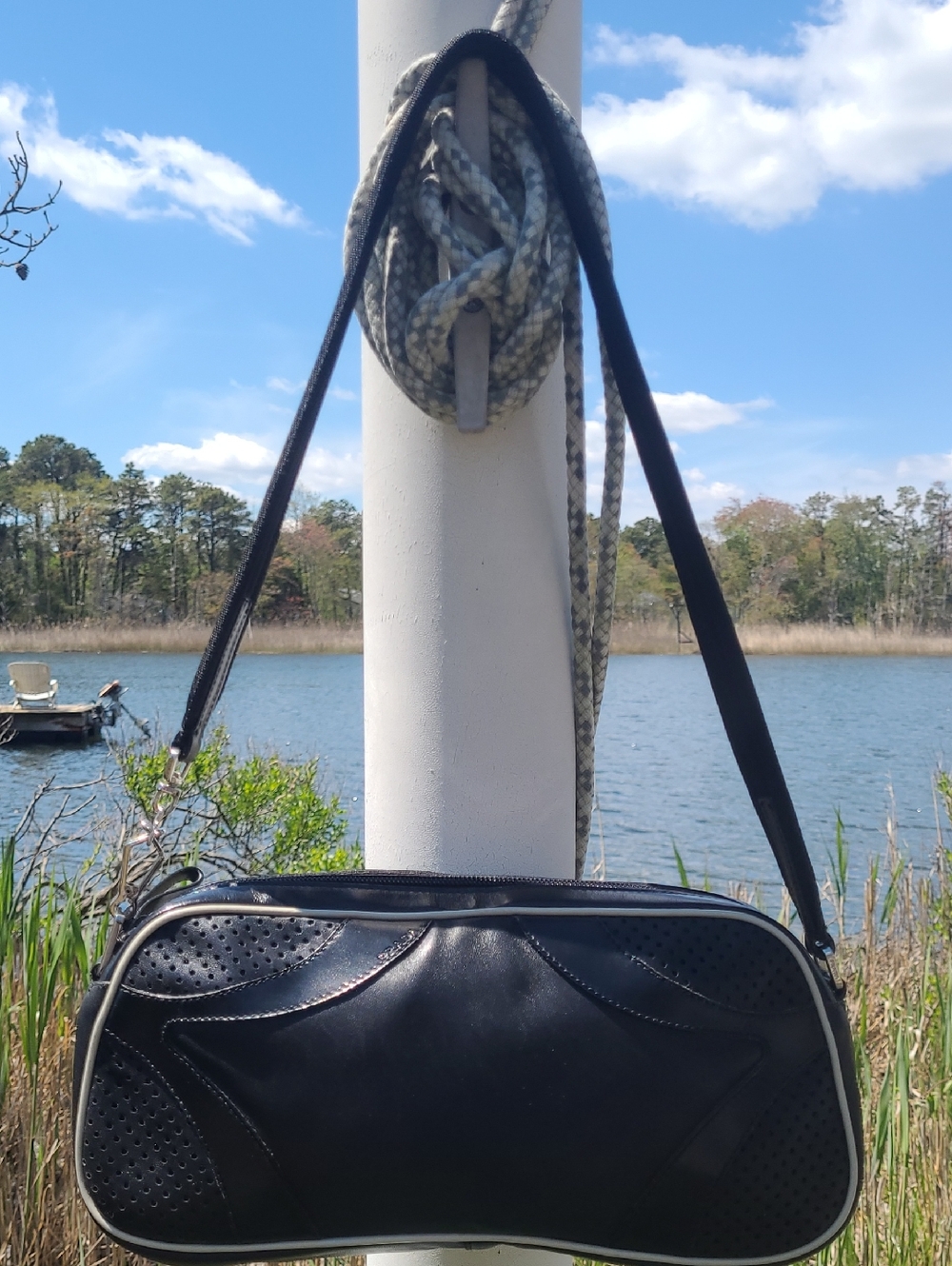 Small Prada Vitello Drive Perforated Bowling Shoulder Bag - Picture 3 of 16